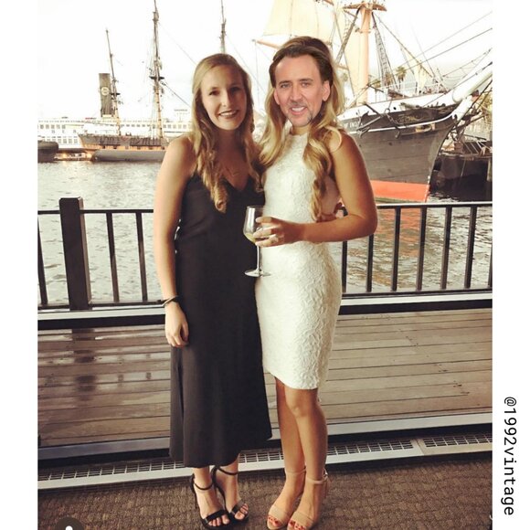 VINTAGE 90s Slip Midi Dress Black 100% Silk | Size XS - Picture 6 of 9